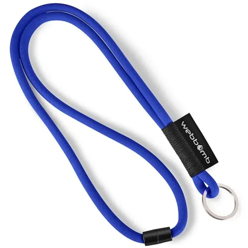 webbomb® Tubular Lanyard zweifarbiges Schlüsselband - rund weich und lang mit Sicherheitsverschluss und Schlüsselring als Schlüsselanhänger Key Chain für Ausweis Handy Schlüssel (reflexblau)