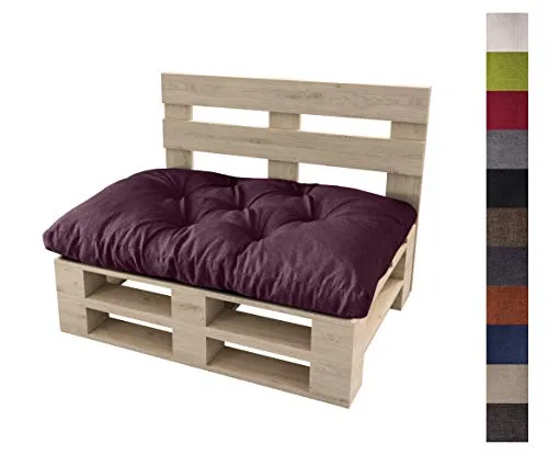 sunnypillow Palettenkissen 120 x 60 cm - Violett - Hochwertiges Palettenkissen für Gartenmöbel, sorgt für optimalen Sitzkomfort und eine bequeme Rückenstütze. Pflegeleicht und langlebig, ideal für entspannte Stunden im Freien.