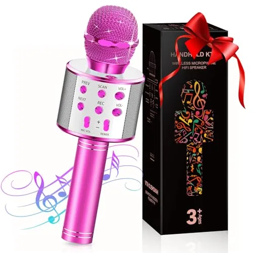 GeschenPark Karaoke Mikrofon Geschenke Mädchen 4-12 Jahre, Bluetooth Mikrofon Kinder Spielzeug ab 3-12 Jahre Spielzeug 4-10 Jahre Geschenke für Mädchen - Weihnachten Geschenk Kinder