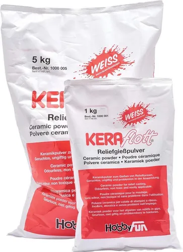 HobbyFun Modelliermasse Keraflott Reliefgießpulver 5 kg weiß, Schnelltrocknend, geruchsneutral, einfach zu verarbeiten