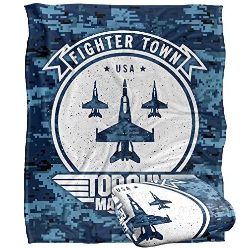 LOGOVISION Top Gun: Decke, Motiv Maverick Fighter Town USA, 152 x 127 cm, seidig, superweiche Tagesdecke