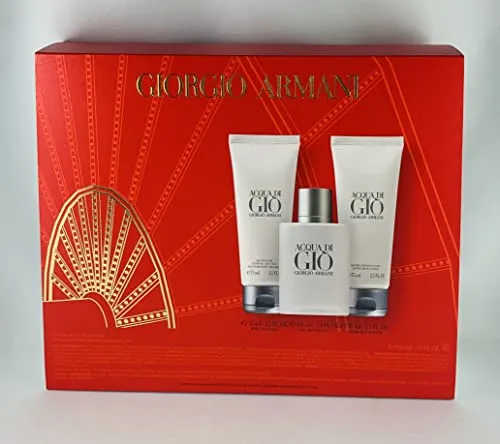 Giorgio Armani Acqua di Gio Geschenkset 100ml Eau de Toilette & Duschgel & ASB - Herren Geschenksets mit 100ml Eau de Toilette, 75ml Duschgel und 75ml After Shave Balsam für ein erfrischendes Dufterlebnis.