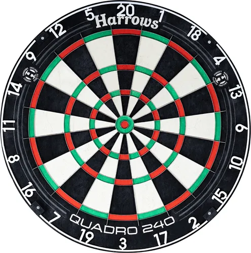 Harrows Dartscheibe Quadro I Ultimative 240-Punkte Herausforderung - Klassische Dartboards mit einzigartigen 3 Punktezonen für mehr Spielspaß. Die innovative Sisal-Oberfläche sorgt für weniger Abpraller und maximale Punktzahlen!