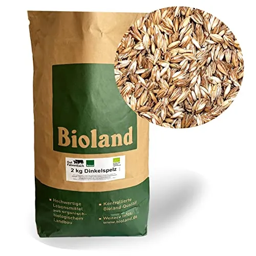 LanDixx BIO Dinkelspelz 1,5 kg - 2 kg Dinkelspreu Volumen ca. 20 L - Dinkelkissen Bioland-Qualität Füllmaterial Dinkelspelzkissen Massage Kopfkissen Einstreu