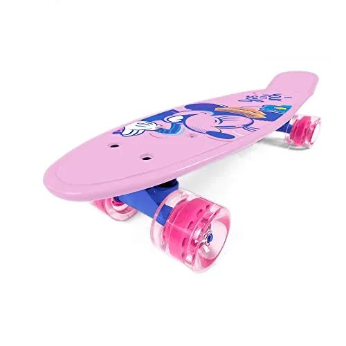 Disney Skateboard Pennyboard Minnie – Mit ABEC-7 Lagern für optimale Geschwindigkeit - Cruiserboard mit rutschfester Oberfläche und weichen 90A Polyurethanrädern für maximalen Komfort. Ideal für städtische Fahrten und einfach zu verstauen!