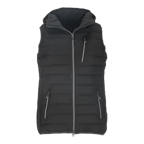 Blue Wave Damen Steppweste Nathalie mit abnehmbarer Kapuze - Gesteppte Weste in Melange-Optik in Anthrazit Größe 38