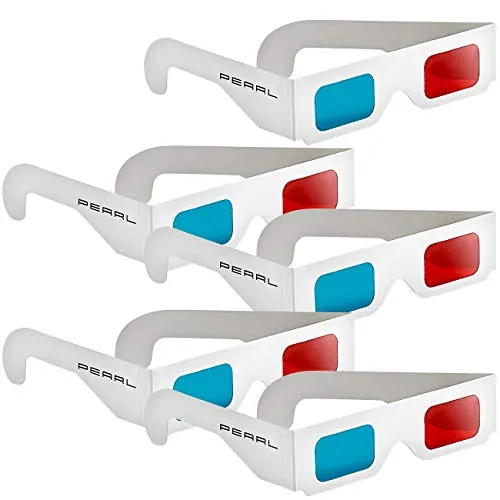 PEARL Anaglyphenbrille: 3D-Brillen rot/Cyan im praktischen 5er-Spar-Paket (3Dbrille, 3Dbrillen, DVD)