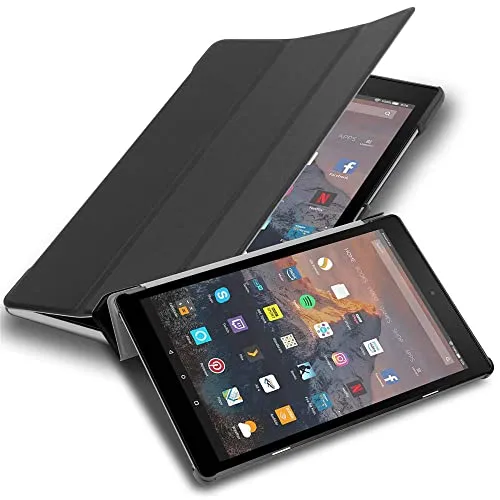 Cadorabo Hülle kompatibel mit Kindle FIRE HD 10 2017 (7. Gen.) Tablethülle mit Auto Wake Up aus Kunst Leder Klappbare Magnetische Cover Hülle für Kindle FIRE HD 10 2017 (7. Gen.) Tasche in Schwarz