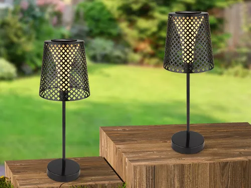 Große Solarlampen Tischleuchten für den Garten – 2er Set mit Lichtspielen