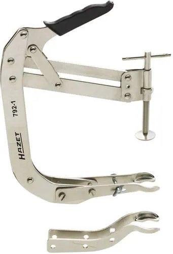Hazet 792-1 Ventilfeder-Spannapparate - Ventilfederkompressoren mit geraden und gebogenen Backen für flexibles Arbeiten, Spannbereich bis 225 mm, hochwertige glanzvernickelte Oberfläche, Made in Germany.
