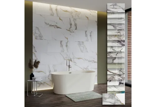 Hexim Wandpaneel Marmoroptik 3 Stück 78x39cm in weiß von HEXIM