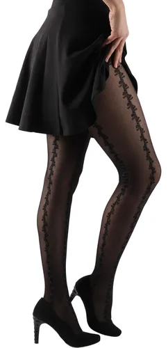 Fein-Strumpfhose mit Muster Party Silvester glitzer glänzend glanz gemustert