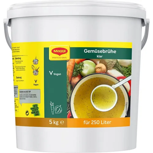 MAGGI Professional Klare Gemüsebrühe, vegan, 250L Ergiebigkeit - Brühe & Fond - Ideal zum Verfeinern von Suppen und Saucen, kalorienarm, vegan und hefefrei für gesunde, schmackhafte Gerichte.