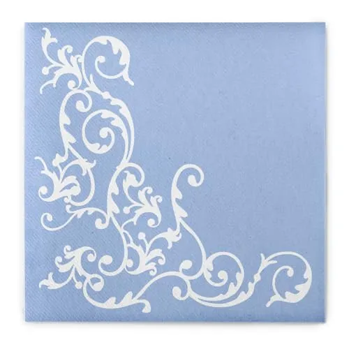 Mank Airlaid-Servietten 40 x 40 cm | perfekt für Gastronomie und Feiern | textilähnlich und saugstark | 50 Stück | Pomp (Pastellblau-Weiß)