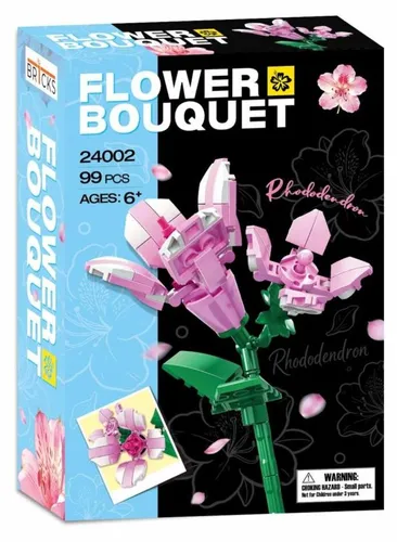 BR1CKS Rhododendron Bausatz, 99 Teile, Rosa Grün, verwelkt nie, für Kinder ab 6 Jahren
