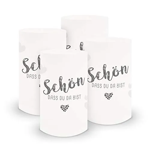 itenga 6X Windlicht Tischlicht aus Folie I Schön DASS du da bist I 10,0 x 21,0 cm I ideal als Tischdeko für Jede Feierlichkeit I geeignet für Teelichter oder LED-Kerzen (Grau)