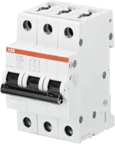 ABB S203-K16 Sicherungsautomat - Trenn- & Lastschalter mit 16 A Nennstrom, ideal für zuverlässigen Überlast- und Kurzschlussschutz, geeignet für DIN-Schiene Montage und hohe Betriebstemperaturen von -25 °C bis 55 °C.