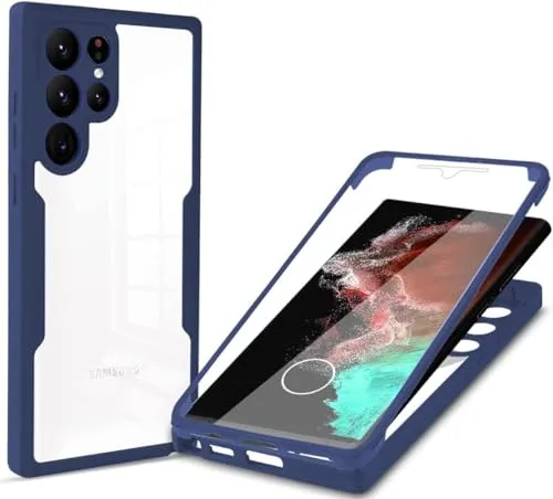Grad Hülle Kompatibel mit Samsung Galaxy S23 Ultra | Handyhülle mit eingebautem Displayschutz für Galaxy S23 Ultra | Blau 360