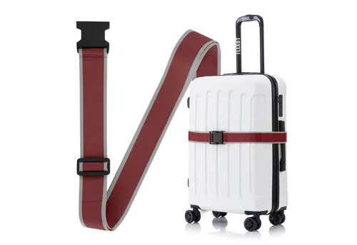 Flexot Koffergurt Koffergurt mit Clip-Schnalle, verstellbare Länge, Namensschild, (1-tlg), Flexibel anpassbarer und stabiler Gurt mit praktischer Schnalle