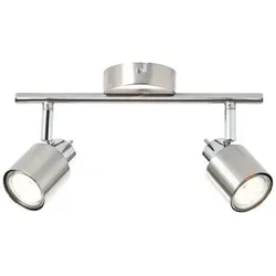 Brilliant 2er Spot Andres - Flexibler Deckenstrahler in Nickel-Chrom - Lampen - 2-flammiger Deckenstrahler mit schwenkbaren Köpfen für individuelle Lichtakzente. Ideal für verwinkelte Räume und dimmbar mit passenden LED-Leuchtmitteln.
