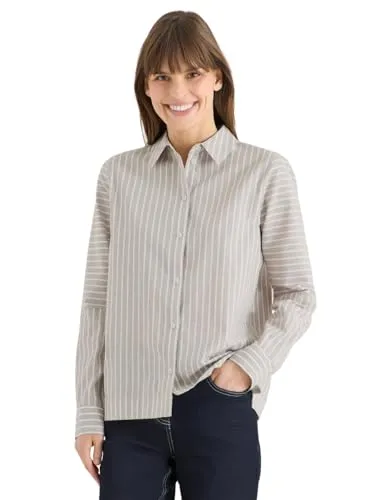 Cecil Gestreifte Hemdbluse urban Taupe L - Stilvolle Baumwollbluse mit Hemdkragen und langem Arm. Ideal für den Alltag, mit optimaler Passform und hochwertiger Verarbeitung für höchsten Tragekomfort.