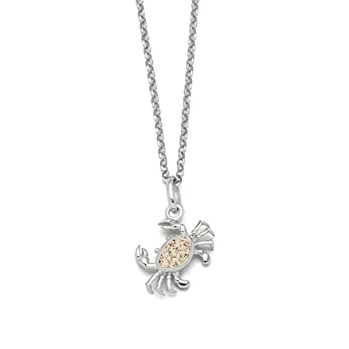 DUR Halskette Krabbe aus 925 Sterling Silber mit Strandsand, 45 cm - Elegante Halskette der Marke DUR aus hochwertigem 925 Sterling Silber, veredelt mit echtem Strandsand. Perfekt für maritime Akzente und Erinnerungen an den Strand.