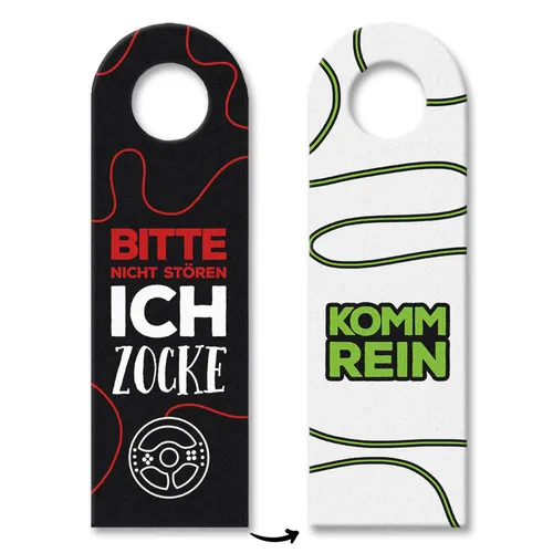 Nicht stören, ich zocke oder Komm rein Türhänger mit Lenkrad Motiv Zocker Gamer