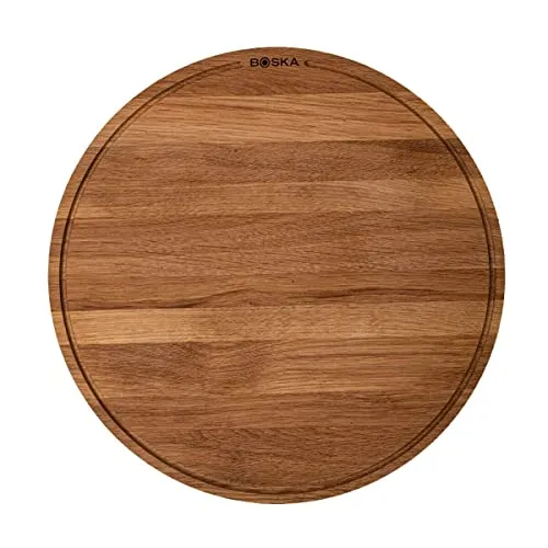 Pizzabrett Friends XL - Eichenholz Servierbrett mit Auffangrinne - Pizzateller aus Eichenholz (Ø40cm) mit praktischer Auffangrinne, ideal für stilvolles Servieren von Pizza, Tapas und mehr.