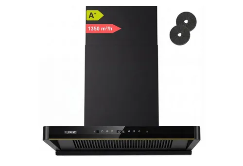 KB Elements ELK151H80 Wandhaube Dunstabzugshaube 80 CM - Dunstabzugshaube mit 1350 m³/h Saugleistung und automatischer Wärme-Reinigung. Ideal für eine effiziente Küchenluftreinigung, Energieeffizienzklasse A+.