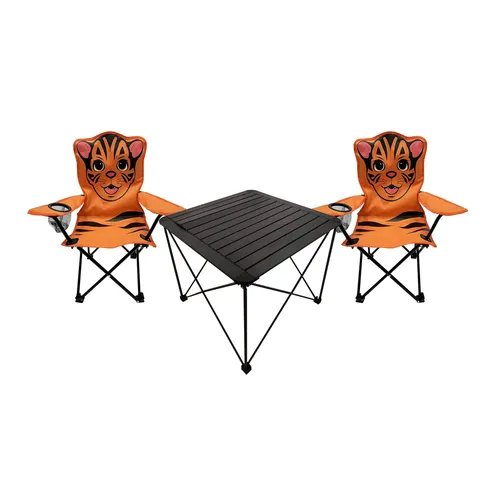 3-tlg. Kinder Campingmöbel Set mit Tragegriff – Campingtisch & 2 Anglerstühle