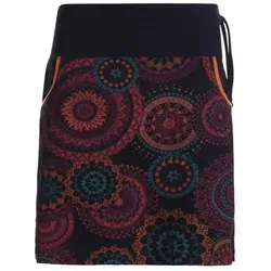 Vishes Minirock Kurzer Damen Baumwoll-Rock Taschen-Rock Mini-Röcke Mandala Hippie, Ethno, Boho Style orange|schwarz 32-34