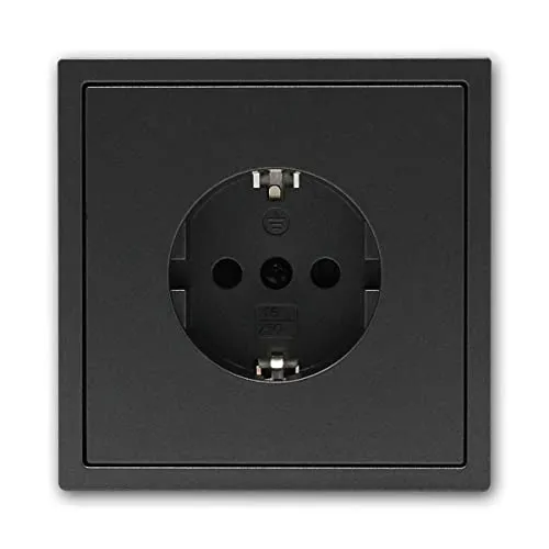 Unterputz-Steckdose in anthrazit, Schalterserie SHALLOW, mit Rahmen