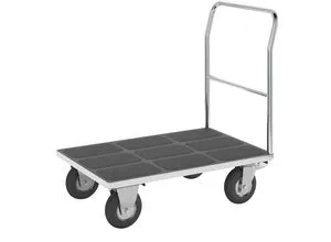 eurokraft pro Plattformwagen, Rohrschiebebügel, Luftreifen, LxB 1050 x 700 mm, verzinkt