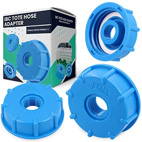 IBC Container Tank Verbinder Adapter Deckel Ø 1/2 Zoll Innengewinde S60x6 IG Grobgewinde Blau Kunststoff Tankdeckel | Anschluss Zubehör Für Tank- & Wasserbehälter Regentonnen Regenwassertank