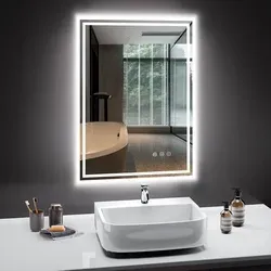 PESENXAN Badspiegel mit LED-Beleuchtung 50x70cm – Dimmbar & Anti-Beschlag - Eleganter Badspiegel mit 3 dimmbaren Lichtfarben und Anti-Beschlag-Funktion. Ideal für Ihr Badezimmer, sorgt für klare Sicht beim Schminken oder Rasieren und lässt sich einfach installieren.