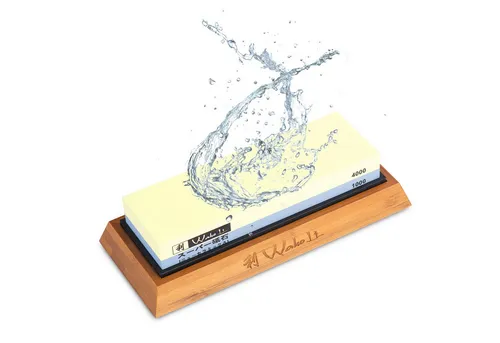 Wakoli Schleifstein Messer 1000er & 4000er Körnung - Beidseitiger Wetzstein für Damast- und Stahlmesser - Messerschärfer mit doppelseitigem Schleifstein für präzises Schärfen von Küchen- und Damastmessern. Einfach in der Handhabung, ideal für scharfe Ergebnisse!