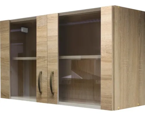 Flex Well Hängeschrank Oslo 100 cm mit Glastür - Küchenschrank aus sonoma eiche matt, ideal für stilvolle Aufbewahrung und Platzersparnis in Ihrer Küche.