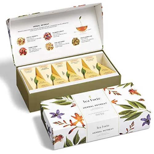 Herbal Retreat Organic Citrus And Fruit Herbal Tea, Petite Presentation Box, Sampler Gift Set With 10 Handcrafted Pyramid Bag Infusers, Caffeine Free, 10 Count (Pack of 1)