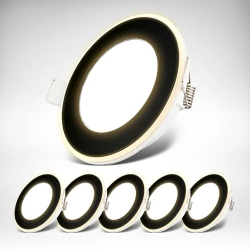 B.K.Licht 6er Set LED Einbaustrahler mit Nachtlichtfunktion - Deckenspots mit 3-Stufen-Schaltung und praktischer Memory-Funktion, elegantes Design in Schwarz, ideal für moderne Innenräume.