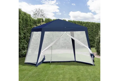 Outsunny Gartenpavillon 3x3 m mit Moskitonetz - Wetterfester Pavillon für Gartenpartys, bietet Schutz vor Sonne und Regen sowie Insektenschutz durch Moskitonetze. Robuster Rahmen für hohe Stabilität.