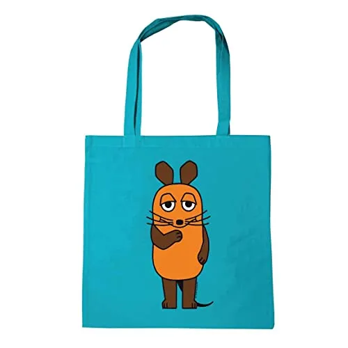 Logoshirt® Die Sendung mit der Maus I TV-Maus I Baumwolltasche I türkis I Lizenziertes Originaldesign