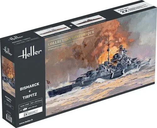 Heller 1:400 Bismarck & Tirpitz Twin Set - Collection Historique - Boote & Schiffe, hochwertiger unmontierter Bausatz im Maßstab 1:400, ideal für Modellbau-Enthusiasten und Geschichtsinteressierte.