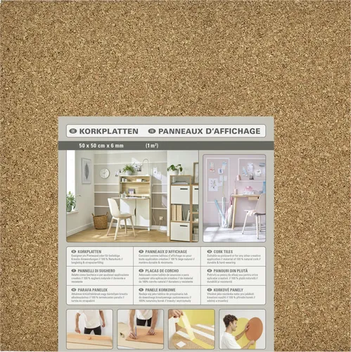 Decosa Korkplatten 50 x 50 cm - 4 Stück für kreative Pinnwände - Praktische Korkplatten in der Größe 50 x 50 cm, ideal für kreative Pinnwände. Perfekt zum Anheften von Notizen oder Bildern, sorgen sie für Ordnung und Stil in jedem Raum.