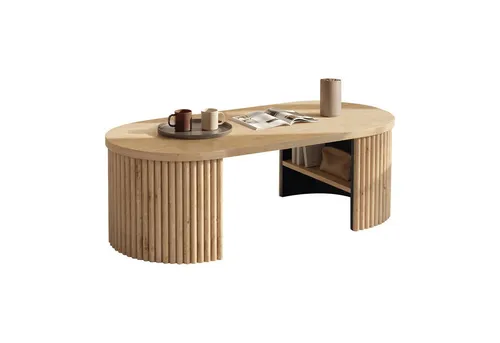 Merax Ovaler Couchtisch im Rillen-Design