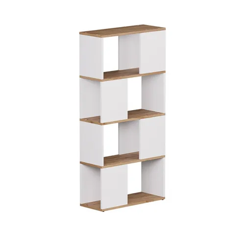 Vicco Raumteiler Eneos, Weiß/Golfkraft Eiche - Vielseitiger Raumteiler in Weiß/Goldkraft Eiche, perfekt als Bücherregal oder Raumtrenner. Bietet großzügigen Stauraum und bringt Stil in Ihr Zuhause.