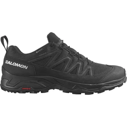 Salomon X Ward Leather GTX - Herren Wanderschuhe Schwarz - Wasserdichte und atmungsaktive Wanderschuhe mit GORE-TEX-Membran, ideal für Abenteuer in der Natur. Griffige Contagrip-Sohle für optimalen Halt auf unwegsamem Terrain.