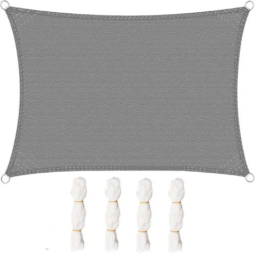 WOLTU Sonnensegel Rechteck 2,5x4m - Grau - Sonnenschutz aus 100% HDPE mit 80-85% UV-Schutz, ideal für Garten oder Camping. Robust, reißfest und einfach ohne Werkzeug anzubringen.
