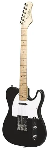 Woodbrass TL100 E-Gitarre, schwarz, vielseitig einsetzbar, ideal für Anfänger, T-Form, amerikanisches Lindenholz, Ahorngriffbrett, Country, hart, Rock