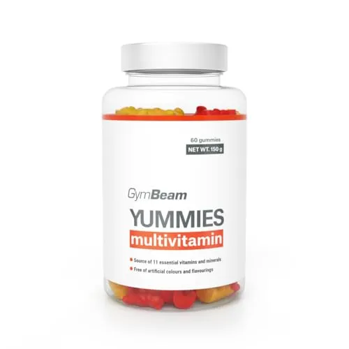 GymBeam Multivitamin Gummies – Multivitamin mit elf Vitaminen und Mineralien, Gesundheit von Haut, Haar und Immunsystem, Quelle von Zink, Jod, Folsäure, A, C, D3, E, B5, B6, B7, B12 Vitamine, 60 caps