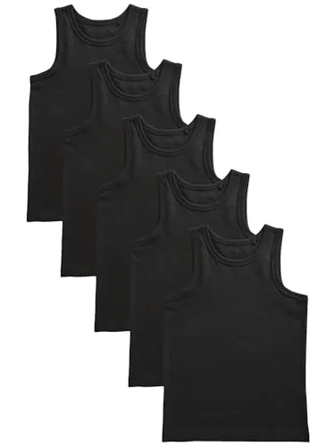 NEXT Jungen 5er-Pack Trägertops aus Biobaumwolle Schwarz 92-98